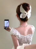 Daiiibabyyy  Fairy Tulle Butterfly Big Hair Claw Clip Retro Simple French Bow Tulle Hairclip for Women Elegant Fashion Hair Accessory Gift