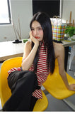 DAIIIBABYYY  -  Striped Halter Tops Streetwear Sleeveless Tshirts Backless Tank Tops Women Clothes Korean Fashion Summer Tops Camisole