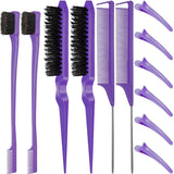 Daiiibabyyy  12-Piece Set of Three-Row Detangling Combs, Steel Needle Long Tail Combs, Eyebrow Brushes, Highlighting Combs, Hair Styling Tools for Creating Hairstyles