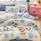 DAIIIBABYYY  -  New Little Fresh Pure Cotton Four Piece Set with 40 Thread Count All Cotton Bedding Ins Bed Sheet and Quilt Set with 4