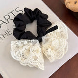 Daiiibabyyy  2pcs new lace bow large intestine hair ring cute hairband rubber band head accessory