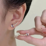 Daiiibabyyy  Exquisite Purple Zircon Butterfly Stud Earrings for Women Fashion Crystal Climb Ear Earrings Wedding Aesthetic Jewelry Gifts