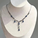 DAIIIBABYYY  -  New Summer Blue Plum Blossom Necklace, French Retro Style Design, Collarbone Chain Jewelry for Women Gift Chains Gothic
