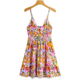 DAIIIBABYYY  -  Floral Printed Strappy Mini Dress Bow Tie Pink Ruffles Sexy Summer Sundress Chic Backless Party Dresses Ladies Vestido