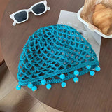 DAIIIBABYYY  -  Solid Color Versatile Handmade Hollow Crocheted Knitted Hat For Women Girls Personalized Beaded Design Hollow Pullover Hat Gifts