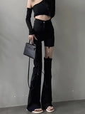 DAIIIBABYYY  -  Hollow Out Y2K Flare Pants Women High Waist Slim Streetwear Black Trousers Vintage Removable Female Harajuku Design Pants
