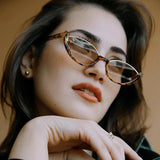 Daiiibabyyy  New Summer Minimalist Cat Eye Sunglasses Fashion Women's Summer Outdoor UV Resistant Sun Glasses Half Frame Kitten Eye Glasses