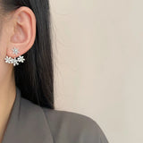 Daiiibabyyy  Niche Snowflake Geometric Two-wear Style Ear Studs For Women Christmas Cool Fashion Jewelry Creative Gifts