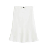 DAIIIBABYYY  -  Summer New Polka Dot Butterfly Knot Color Block A- Line Midi Skirt Fish Tail Short Skirt Women's Hot Girl Half-length Skirt