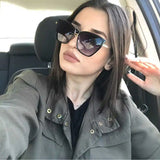 Daiiibabyyy  Retro Design Cat Eye Sunglasses Fashionable Driving Metal Frame Glasses Suitable For All Seasons Leisure Walk UV400