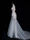 Daiiibabyyy  Light Luxury White Wedding Dress Elegant Spaghetti Straps Backless Pleated Sweetheart Neckline Special Occasion Evening Dress