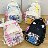 Daiiibabyyy  Cute Hit Color Cat Embroidery Ita Mochila High Capacity Mochilas Student Backpack School Bag Transparent Bags for Woman