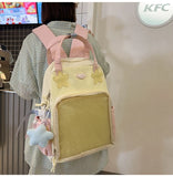 Daiiibabyyy  Ita Backpack Autumn High-capacity Canvas School Bag Transparent Preppy Style Girls Rucksack Teenage Display Bolsa Mujer Сумка