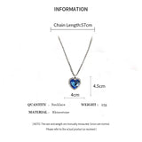 Daiiibabyyy  Blue Heart Crystal Necklaces for Women Long Chain Pendant Necklaces Statement Jewelry Wedding Party Gift