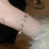 Daiiibabyyy  New Super Sparkling Water Bracelet Women Butterfly Knot Flower Chain Buckle Mouth Fashionable Style Bracelet European