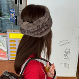 Daiiibabyyy  New Plush Headband Winter Warm Faux Fur Hairband Soft Elastic Hair Bands girls Fluffy Fur Coldproof Ear Warmer Warm Headbands