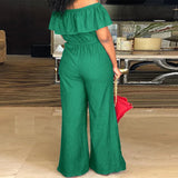 DAIIIBABYYY  -  Plus Size Shawl Sleeve Romper Women Jumpsuit Bodysuit Fashion Solid Wide Leg Pant Jumpsuit Overalls Wholesale Dropshipping