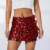 Daiiibabyyy  Ladies Elegant Side Slit Night Club Half Dresses Hot Woman Sequins Shinny Mini Skirts 2025 Solid Color Bag Hips Bodycon Skirts