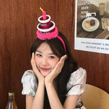 DAIIIBABYYY  -  Happy Birthday Hairband Funny Hair Accessories Candle Women Hair Hoop Cake Colorful Headband Party Props