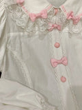 DAIIIBABYYY  -  Lolita Kawaii Lace Patchwotk Shirt Y2k Aesthetic Doll Collar Grunge Blouse Women Japanese Sweet Shirts Contrast Color Bow Femme