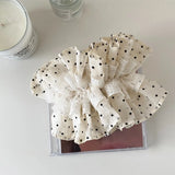 Daiiibabyyy  Women's Scrunchies Korean Version Hair Tie Beige Polka Dot Lace Hair Circle Sweet Hair Circle Elegant Hair Rope Hair Accessories