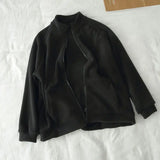 Daiiibabyyy  Double-sided Sweatshirt for Women Plus Velvet Winter Thick Loose Versatile Collar Zipper Sweatshirt Casual Sports Cardigan