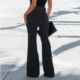 Daiiibabyyy Wide Leg Flare Jeans Women Fashion Full Length Slim Skinny High Waist Woman's Vintage Flare Jeans