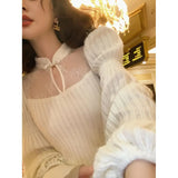 Daiiibabyyy  Autumn Winter Elegant Knitted Evening Party Dress Women Patchwork Vintage Casual Midi Dress Female Korean Style Clothing