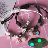 DAIIIBABYYY  -  2pc Luminous Cat Star Moon Cross Charms Bracelet Set Couple Adjustable Woven Rope Friendship Bracelet For Women Men Jewelry Gift