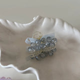 Daiiibabyyy  Bow premium blue crystal beaded bangs hairpin female small Korean version half tied hair on the back of the head grab clip shark