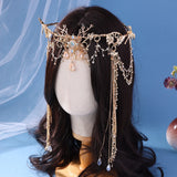 Daiiibabyyy  Antique  Antlers Fringed Hair Crown Accessories Antique Princess Hair Crown Sweet Accessories