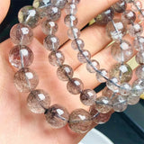 DAIIIBABYYY  -  Natural Black Rutilated Quartz Bracelet Crystal Women Men Rutilated Clear Round Beads Wealthy Stone From Brazil  7/9/13MM