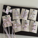 DAIIIBABYYY  -  Pink Fresh Plaid Rhinestone Bow Barrettes Sweet Cute a Pair of Hairclips All-Match Bangs a Pair of Hairclips Hair AccessoriesNew
