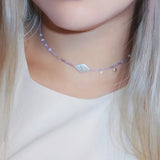 Daiiibabyyy  Natural moon and star purple beaded chain, fresh and elegant, fashionable accessory