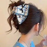 Daiiibabyyy  Plaid Bow Hair Clip for Women Exquisite Sweet Trendy Temperament Shark Clip Simple Daily Casual Hair Accessories Gifts