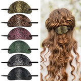Daiiibabyyy  Fashion Leather Hair Clip with Stick Hair Barrette Hair Tie Hair Slide Oval Shape Hair Pins Ponytail Holders Hair Styling Tools