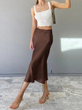 Daiiibabyyy  Master the Elegance! Solid - color, Versatile and Casual Fishtail Midi Skirt with Draping Effect, a Trendsetter.