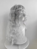 Daiiibabyyy  Silver Gray White Long Roll Big Wave High Quality Synthetic Wig Mid-Water Ripple Roll Wig Ladies Wig