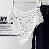 Daiiibabyyy  Fashion Sparkly Sequined Headscarf Headband Ins Style Versatile Knitted Triangle Scarf Y2K Hollow Beanies Headband Accessories