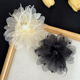Daiiibabyyy  New Fabric Large Feather Pearl Flower Hair Clip for Women Korean Fashion Light Luxury Shark Clip Girl Hair Accessories