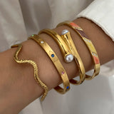 Daiiibabyyy  Classic Devil's Eye Stainless Steel Gold Plated Bracelets for Women Men Wave Twisted Stacking Bangles Wedding Party Jewelry
