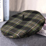 Daiiibabyyy  berets Fashion Beret Wool Plaid Green Casual Beanie Retro Literary Forward Cap Peak Cap Driver Women Hat FDM01