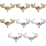 Daiiibabyyy  Fashion Vintage King Round Elves Crown Elegant Baroque Princess Diadems Leaf Leaves Punk Alloy Rhinestone Headdress Bridal Party
