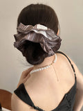 Daiiibabyyy  Korean version of premium striped hair band 4-layer striped large intestine ring hairrope headrope ball head hairaccessories
