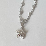 Daiiibabyyy  Korean Fashion Chain Star Crystal Necklace Cute Aesthetic DIY Shiny Pendant Necklace for Women Y2K Jewelry Egirl Accessorie Punk
