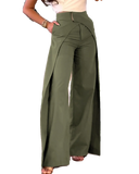 Daiiibabyyy  Fashion Asymmetric Design Casual Wide Leg Pants Street Style High Waist Long Trousers Polyester Women's Fashion Pants