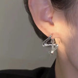 Daiiibabyyy  Y2K Irregular S Shaped Geometric Hoop Earrings for Women Punk Silver Color Twist Street Metal Earrings Jewelry Gift