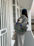 Daiiibabyyy  Autumn New Knitted Jacket Women  Anti-Aging Flower Casual Loose Layering Sweater Open Cardigan Fashion Ladies' Wear