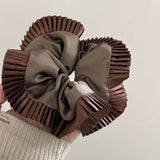 DAIIIBABYYY  -  Pleated edge head flower drape cloth ring satin large intestine ring textured hair band high-end headgear hair accessories new