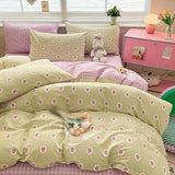 DAIIIBABYYY  -  New Little Fresh Pure Cotton Four Piece Set with 40 Thread Count All Cotton Bedding Ins Bed Sheet and Quilt Set with 4